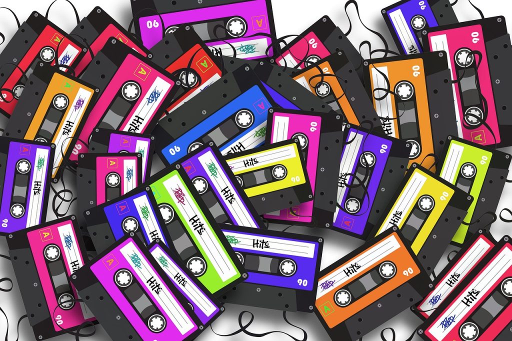 80's retro cassettes for karaoke party